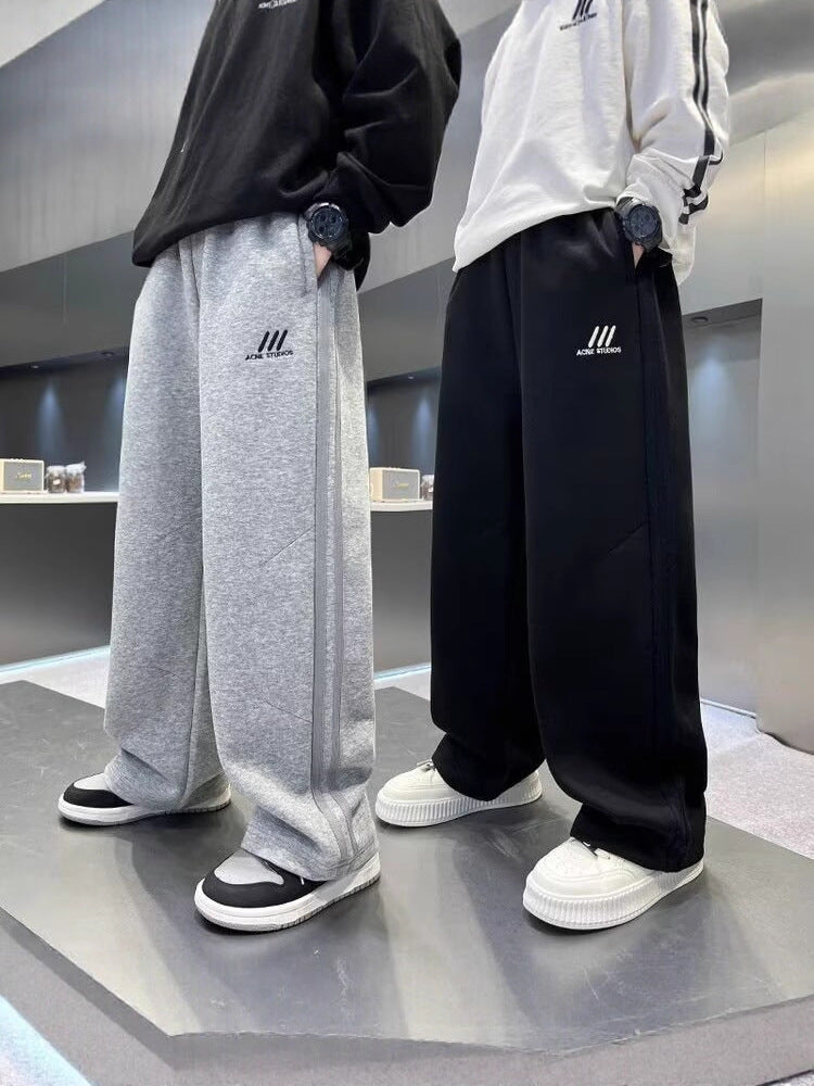 Boys Loose Wide-Leg Casual Sweatpants Spring Autumn Jogger Trousers