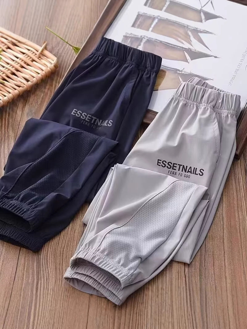 Boys Ice Silk Quick-Dry Jogger Pants Breathable Summer Wear