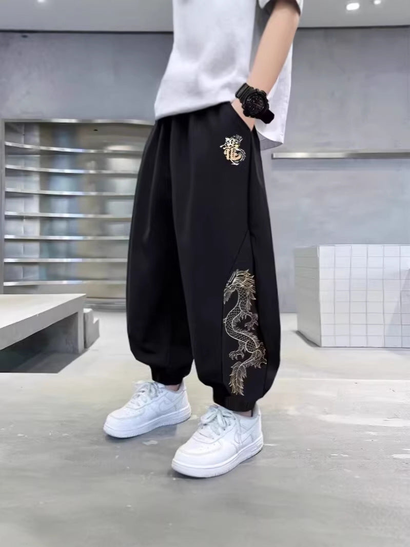 Boys Ice Silk Summer Pants Lightweight Anti-Mosquito Casual Fit