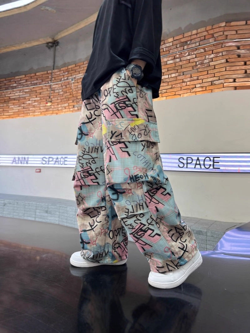 Boys Cargo Wide-Leg Pants Casual Street Style Kids Trousers