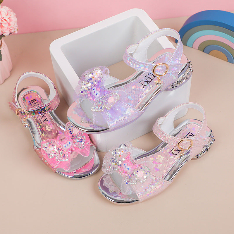 Girls Kuromi Crystal Princess Sandals Soft Sole Summer Shoes