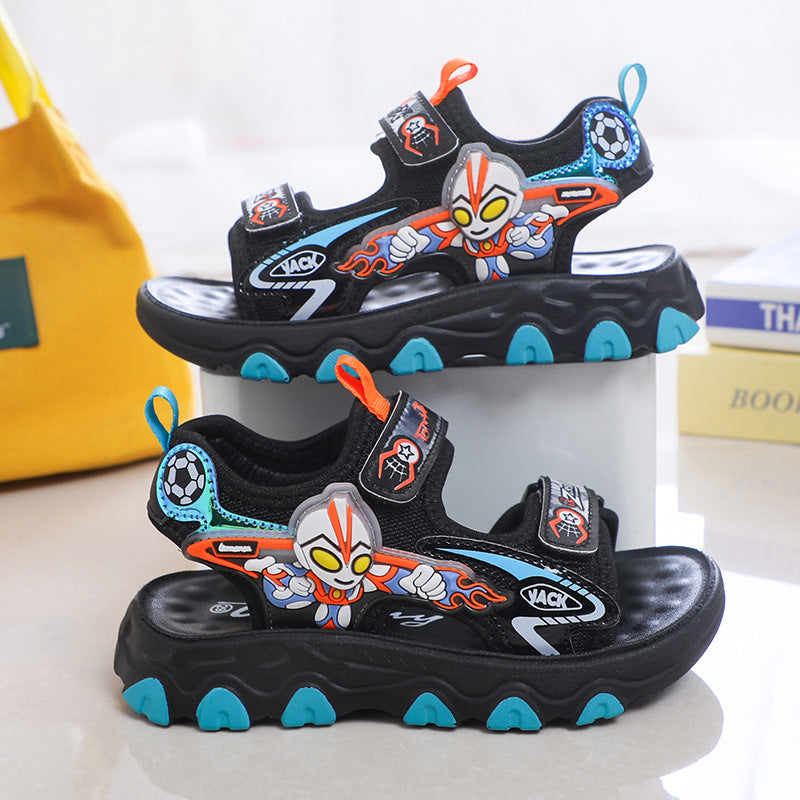 Boys Light Up Cartoon Sandals Soft Sole Summer Beach Shoes