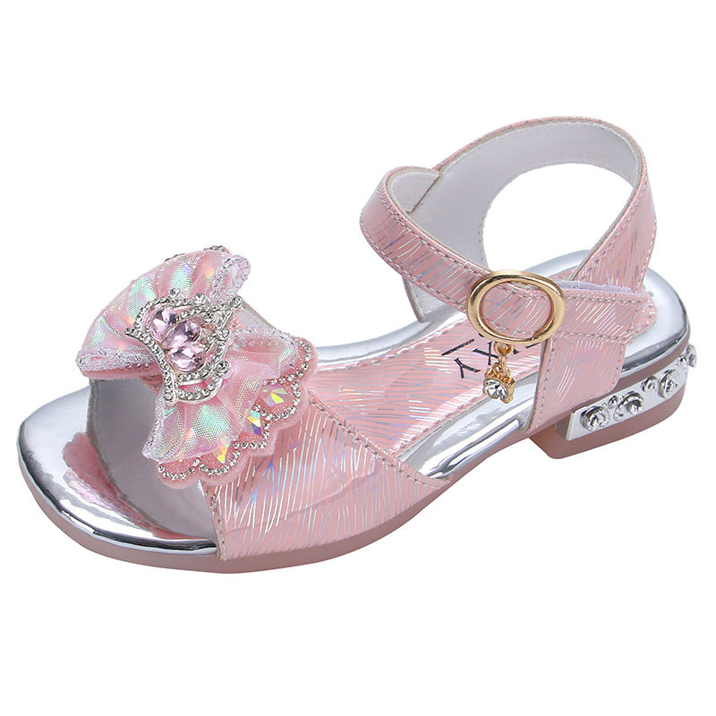 Girls Open Toe Velcro Sandals Soft Sole Dance Shoes