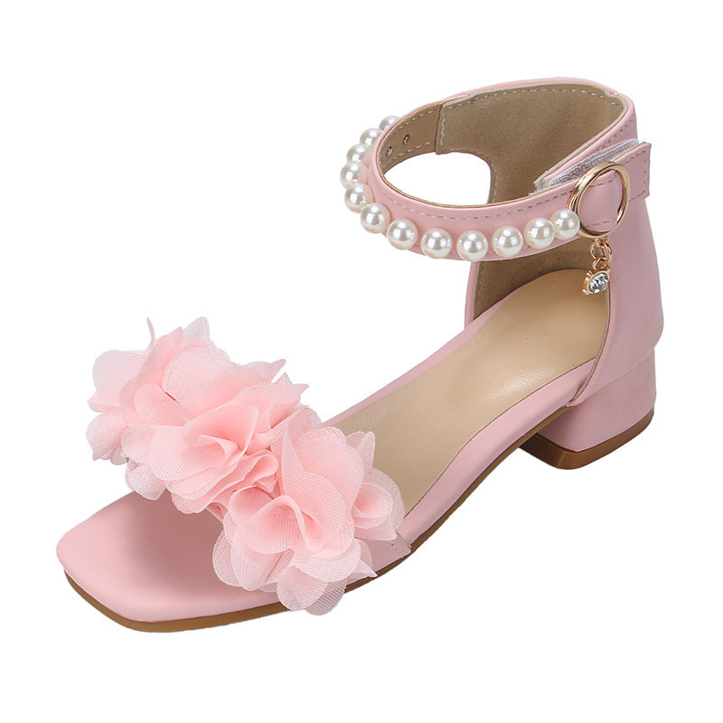 Girls Floral Open Toe Dress Sandals Elegant Party Shoes