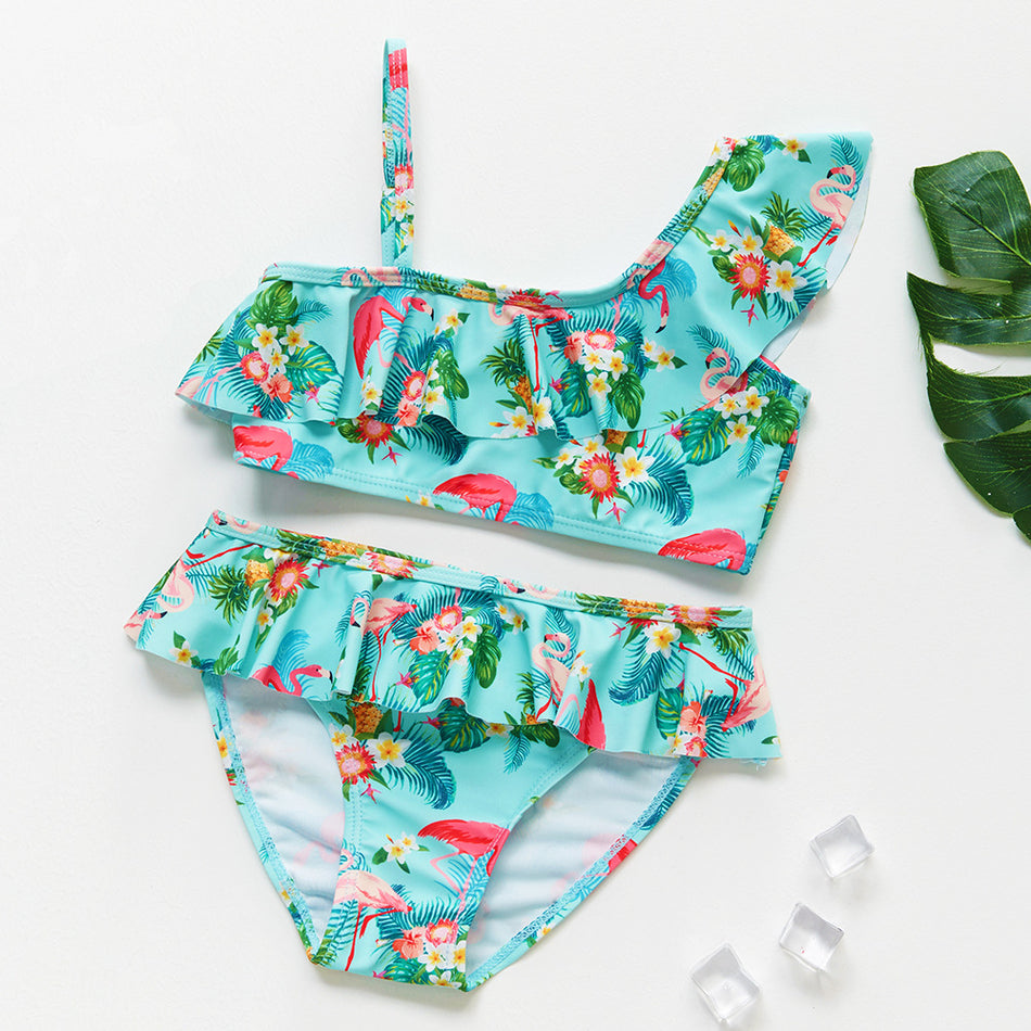 Girls Ruffle Two Piece Bikini Swimsuit Set