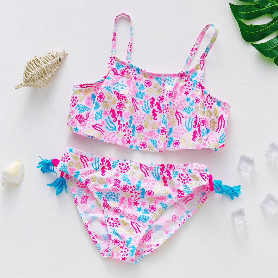 Girls Ruffled Two Piece Swimsuit for Kids