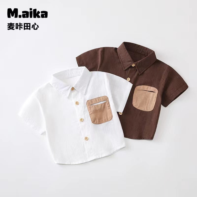 Boys Cotton Short Sleeve Casual Summer Shirt