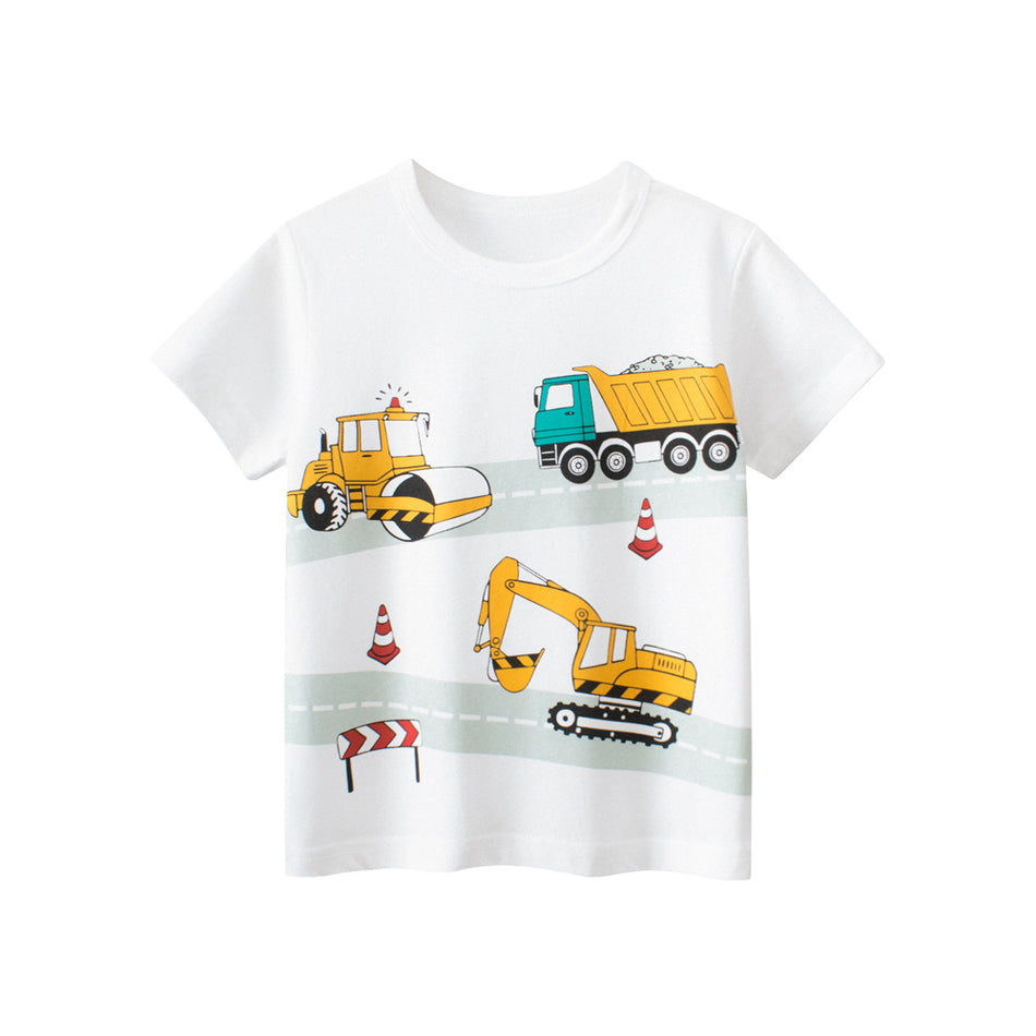 Boys 100% Cotton Cartoon Short Sleeve Summer T-Shirt