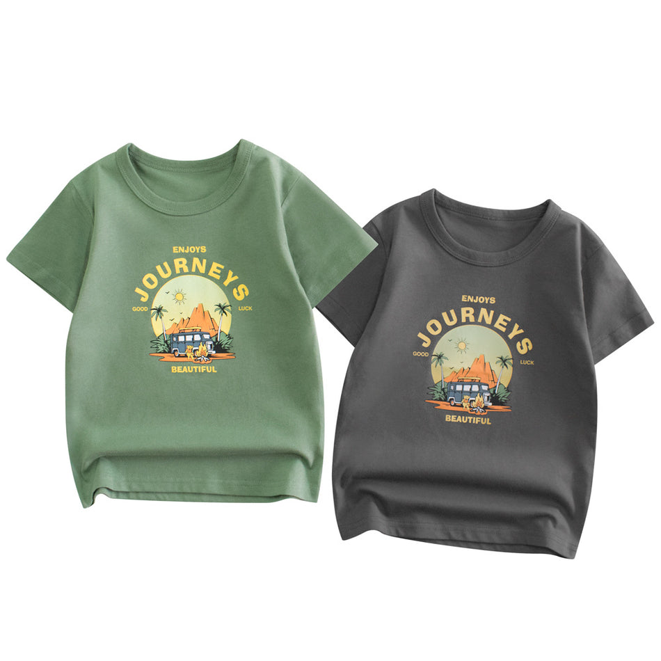 Boys 100% Cotton Cartoon Short Sleeve T-Shirt