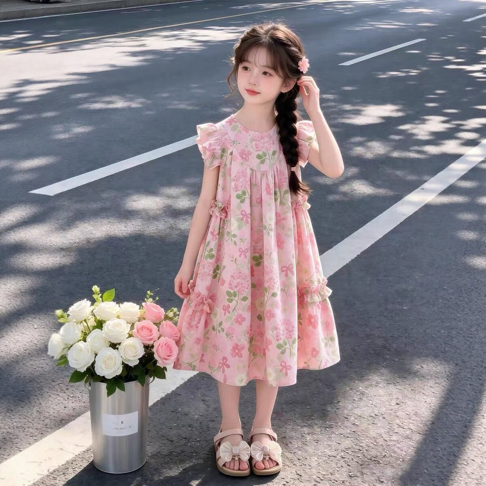 Girls Floral Sleeveless Princess Dress for Kids
