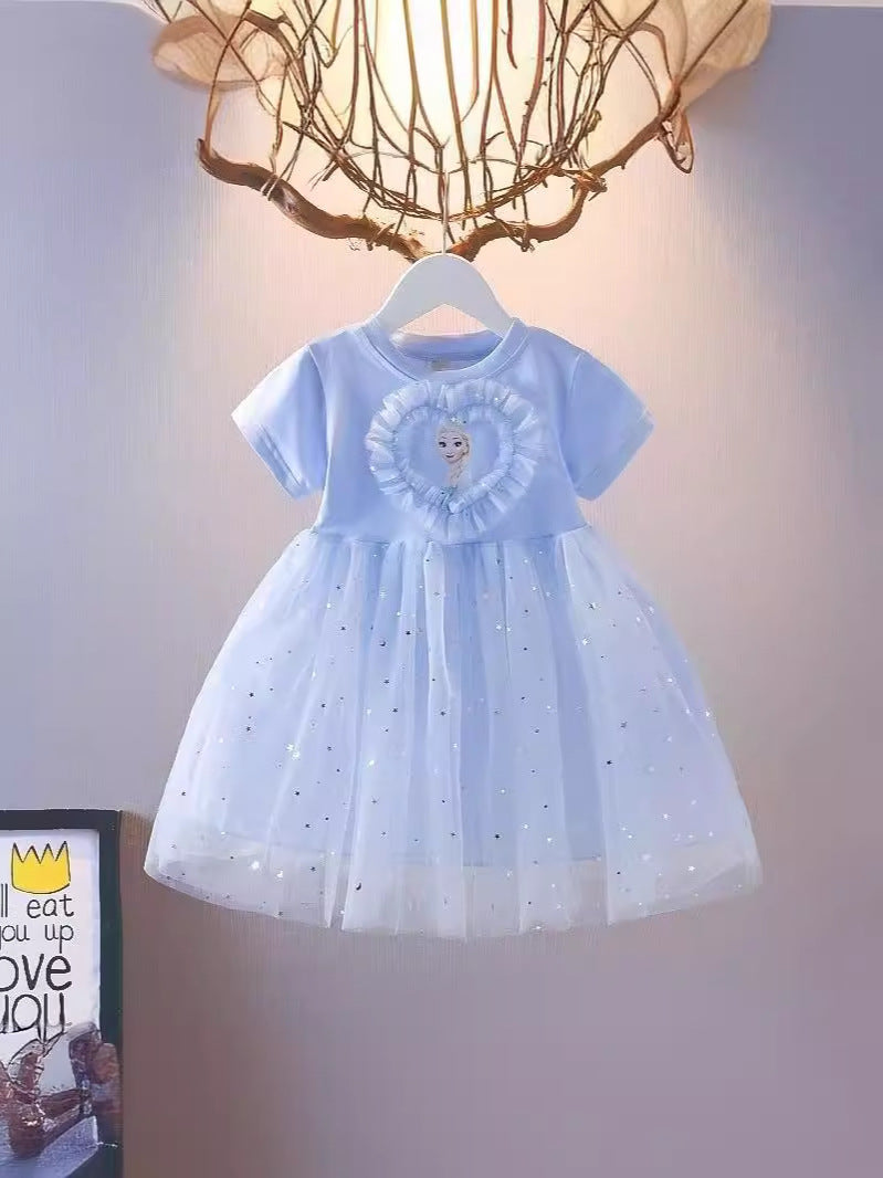 Girls Elsa Inspired Short Sleeve Princess Dress