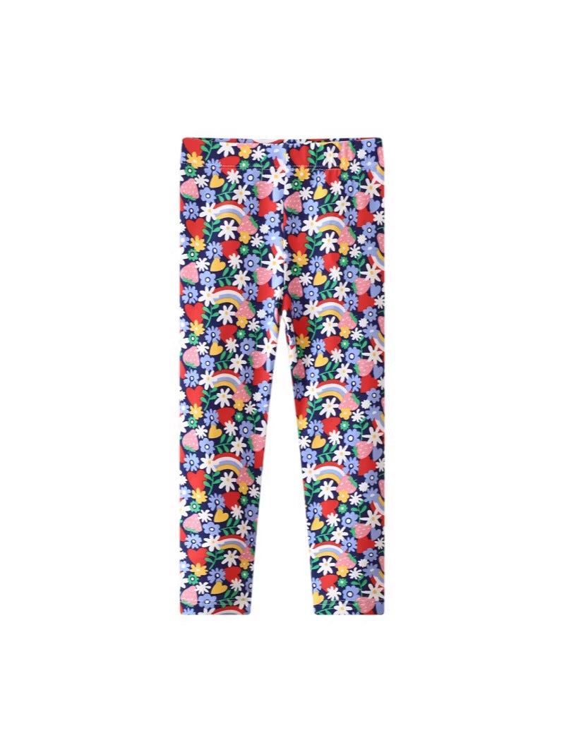 Girls Printed Cotton Leggings Kids Stretch Pants Spring Summer