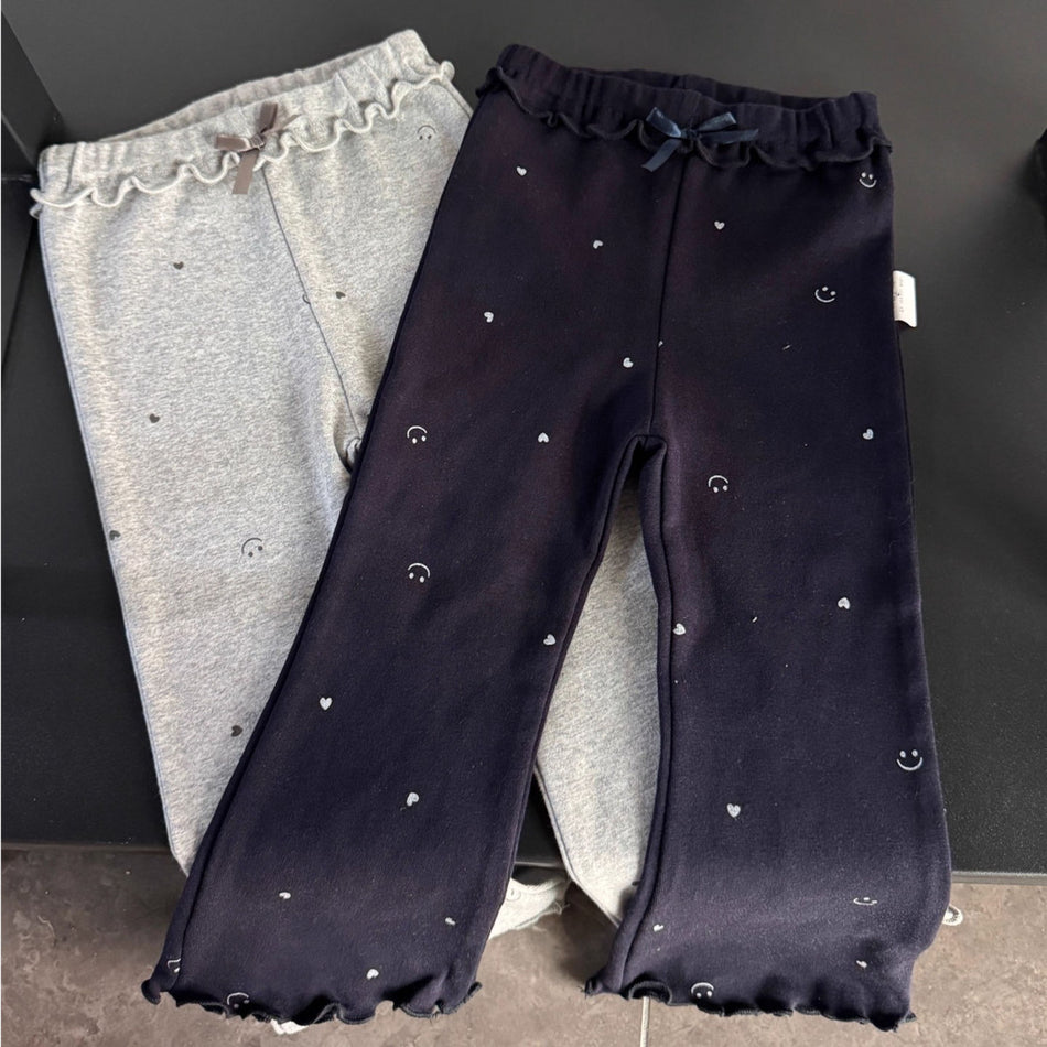 Girls Ruffle Hem Flared Leggings Heart Print Baby Pants