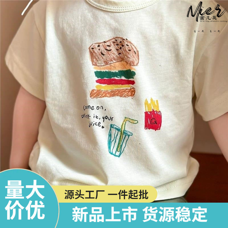 Baby Cotton Blend Short Sleeve T-Shirt Cute Casual Top