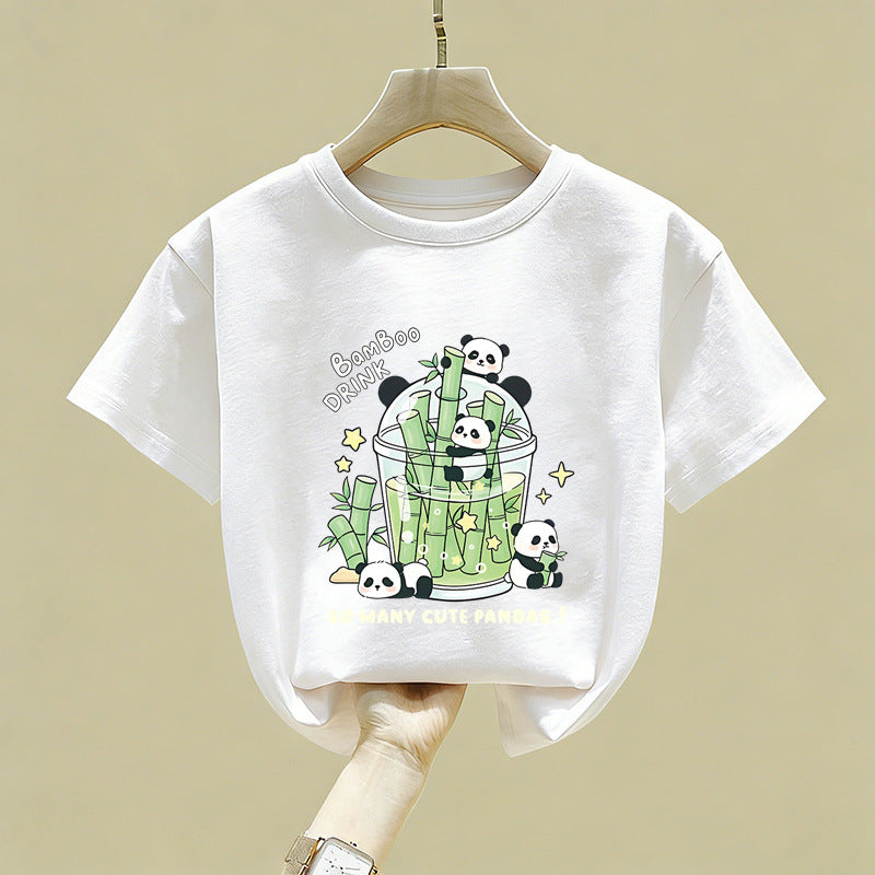 Boys Pure Cotton Cartoon T-Shirt Breathable Summer Casual Top