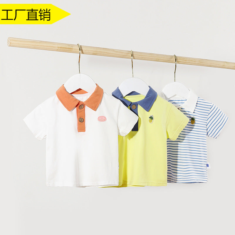 Baby Cotton Polo Shirt Short Sleeve Summer Casual Top