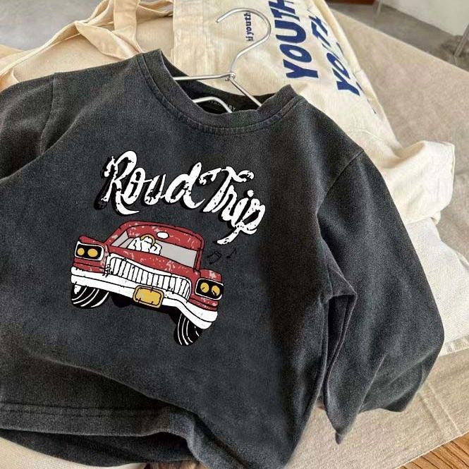 Boys' Cotton Letter Print Long Sleeve T-Shirt