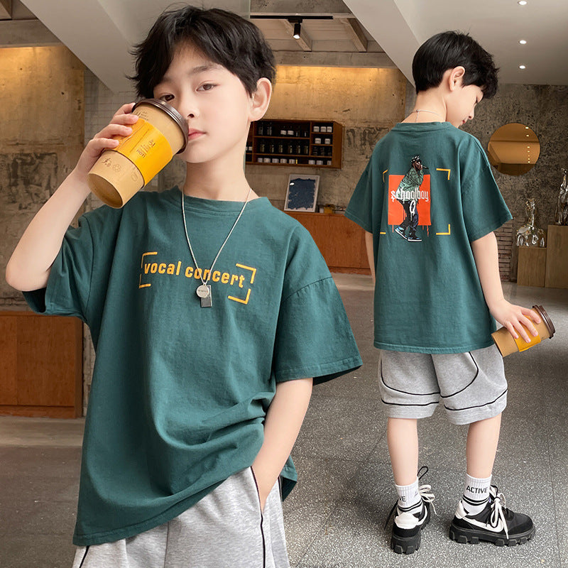 Boys' Cotton Street Style Short Sleeve T-Shirt