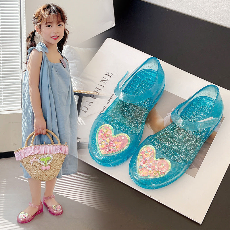 Baby Girls' Jelly Princess Sandals with Closed-Toe Design