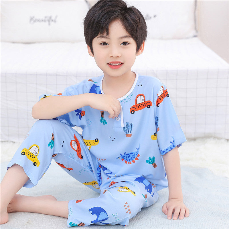 Premium Cotton Silk Kids' Summer Pajama Lounge Set