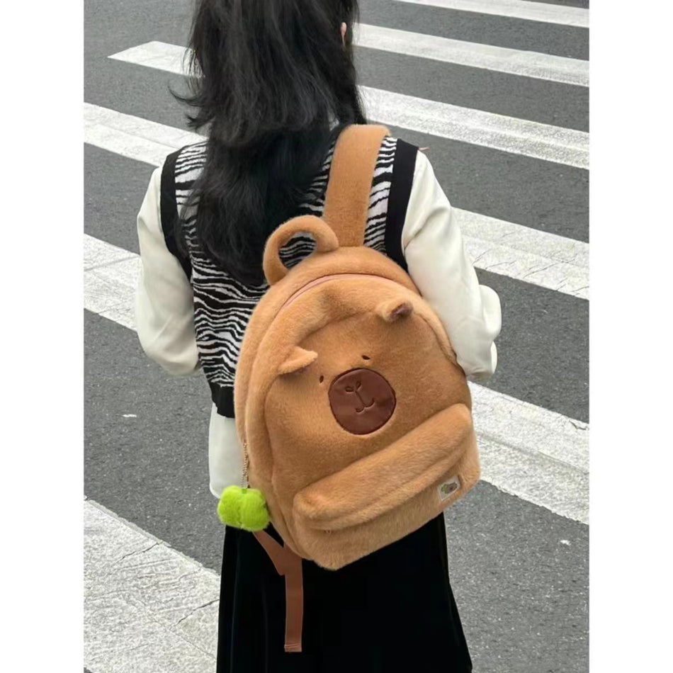 Cute Plush Dolphin Puffer Backpack for School and Travel