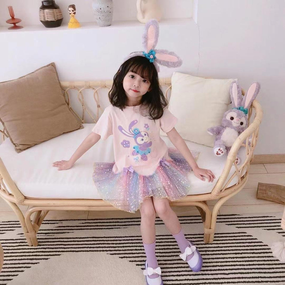 Girls Elegant Mesh Cartoon Princess Summer Dress