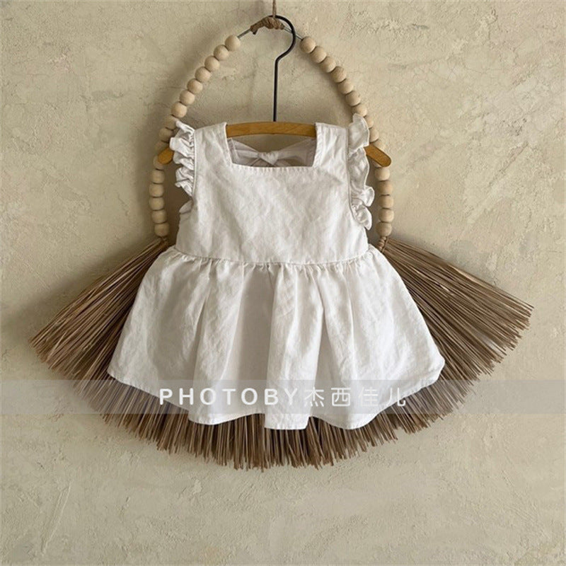 Girls Cotton Lace Sleeveless Princess Summer Dress