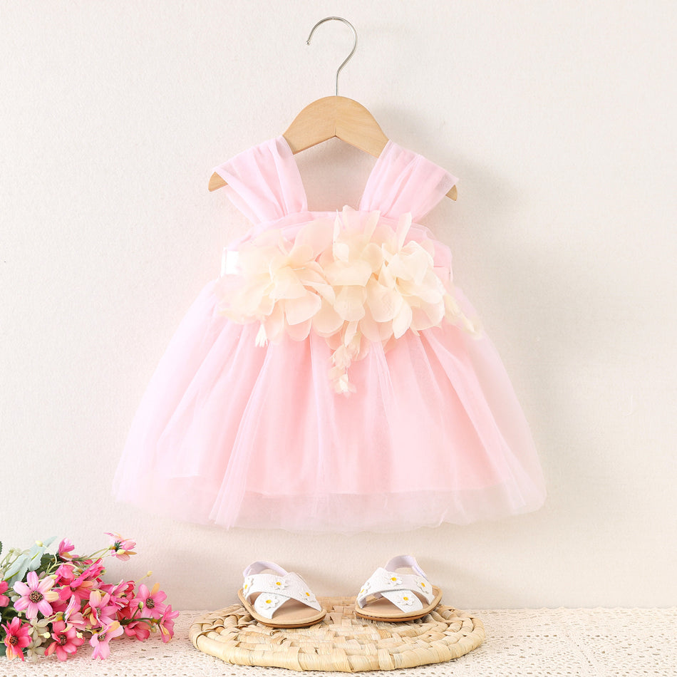 Girls Floral Suspender Tulle Princess Dress