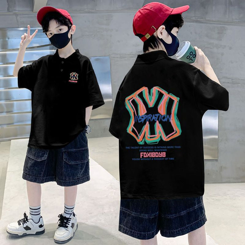 Boys Polo Collar Short Sleeve Casual T-Shirt