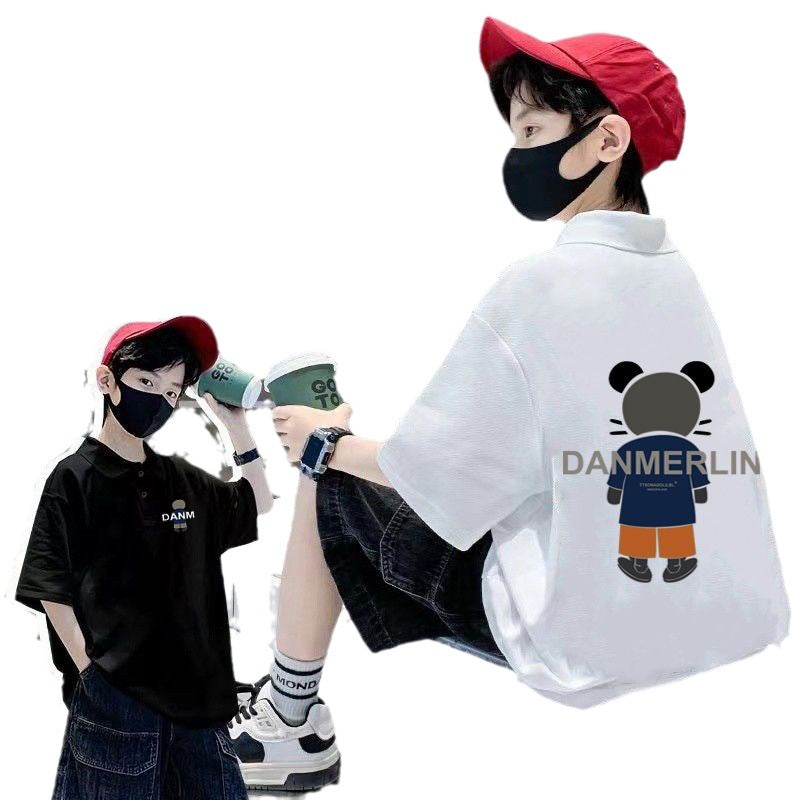 Boys 100% Cotton Polo Collar Short Sleeve T-Shirt