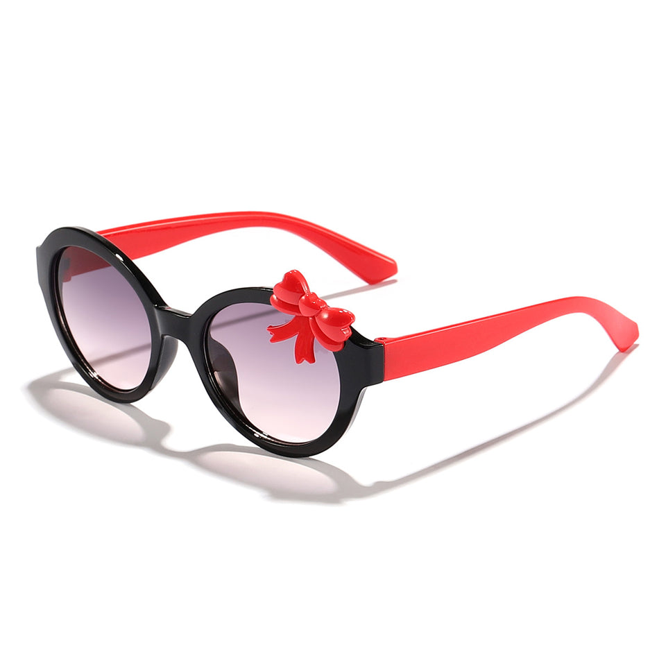 Kids' Round Frame Bow Sunglasses with UV Protection