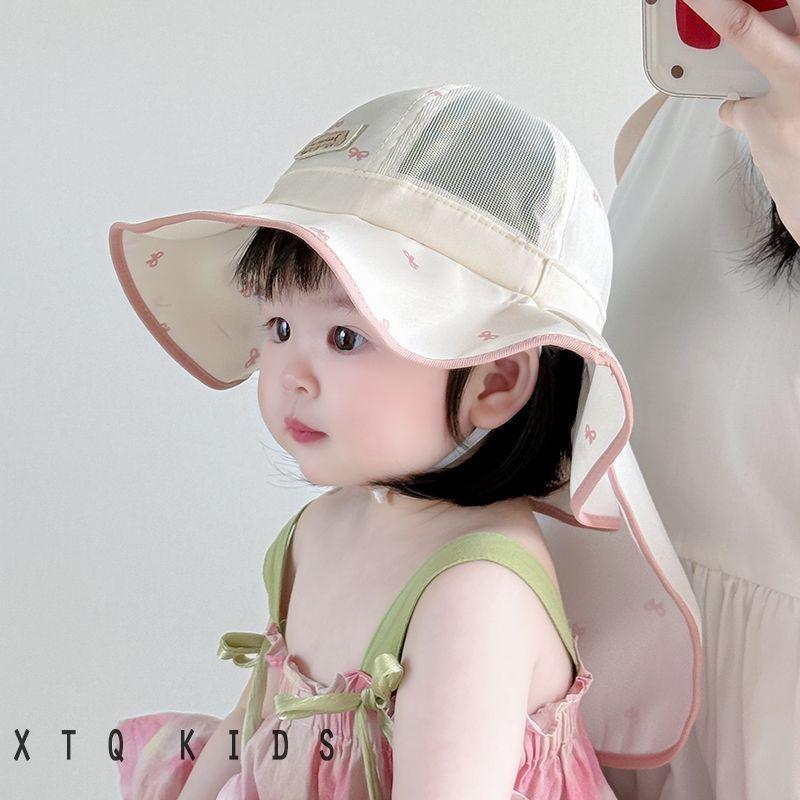 Baby Girls' Sun Hat with Wide Brim and Neck Flap Protection