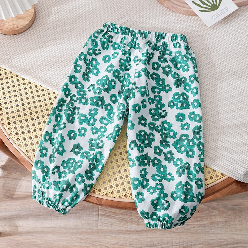 Girls Printed Anti-Mosquito Loose Summer Pants