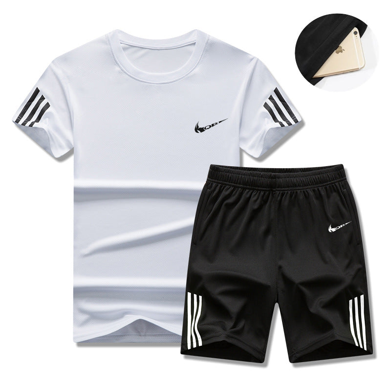 Boys' Breathable Mesh Quick-Dry Sports T-Shirt and Shorts Set