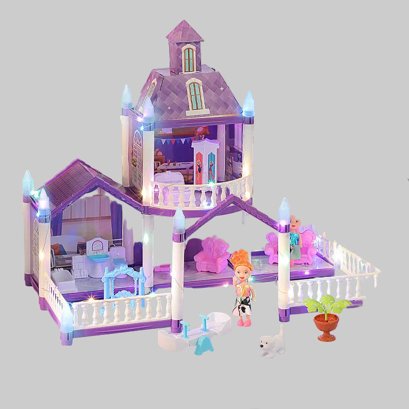 DIY Princess Castle Dollhouse with Lights Play Set