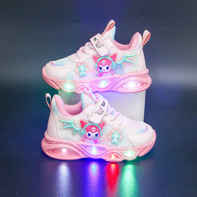 Girls Light-Up Waterproof Sneakers with Breathable Mesh