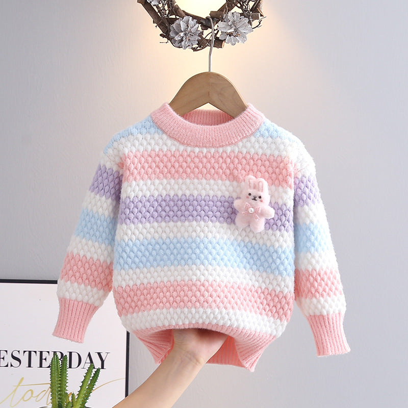 Girls Striped Knitted Sweater for Cozy Everyday Wear