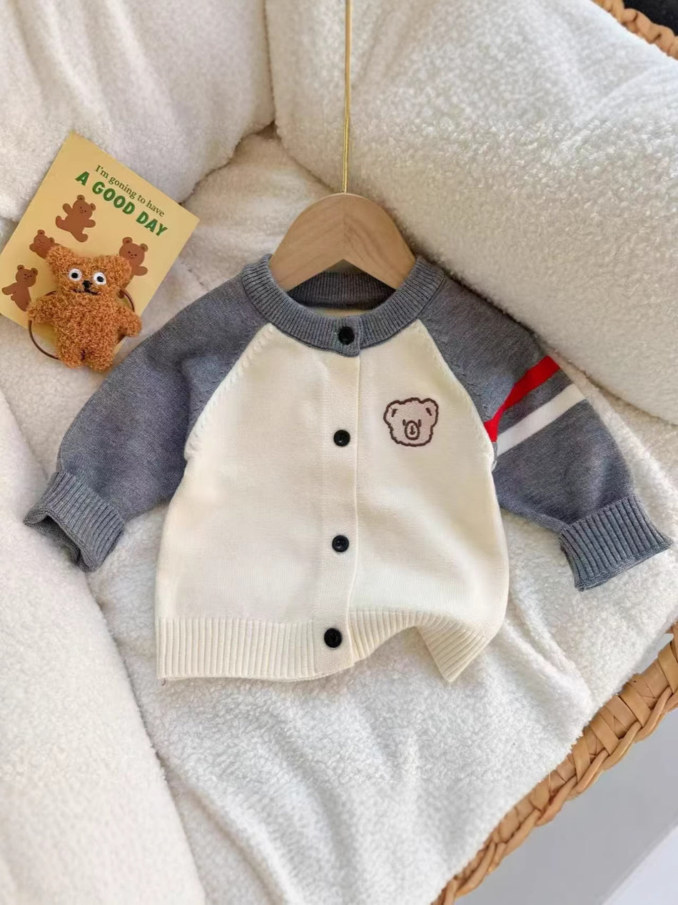 Girls Cotton Knitted Cardigan with Round Neck