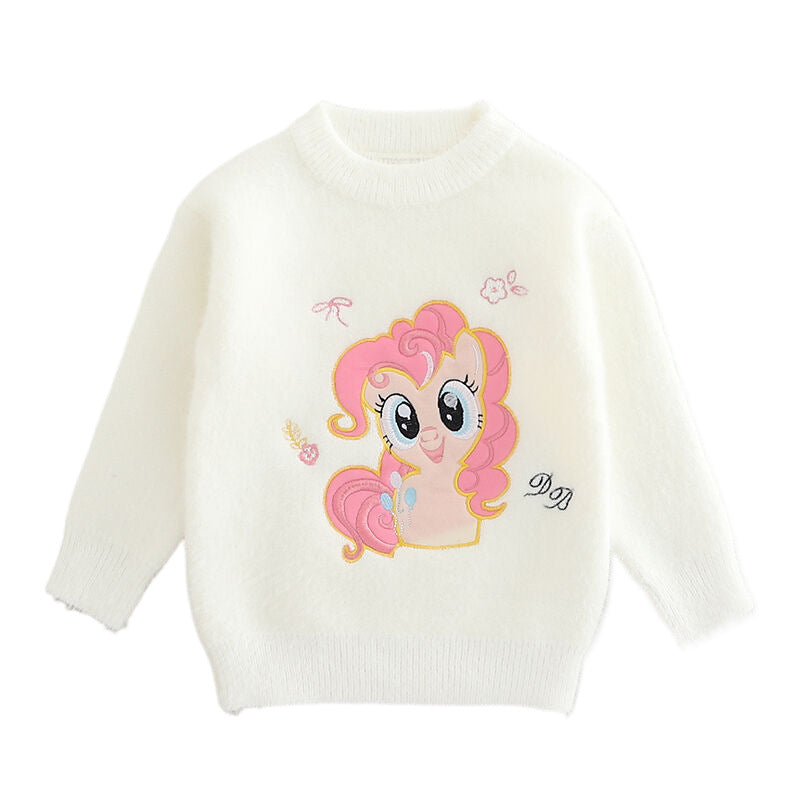 Girls Fleece-Lined Turtleneck Knitted Sweater