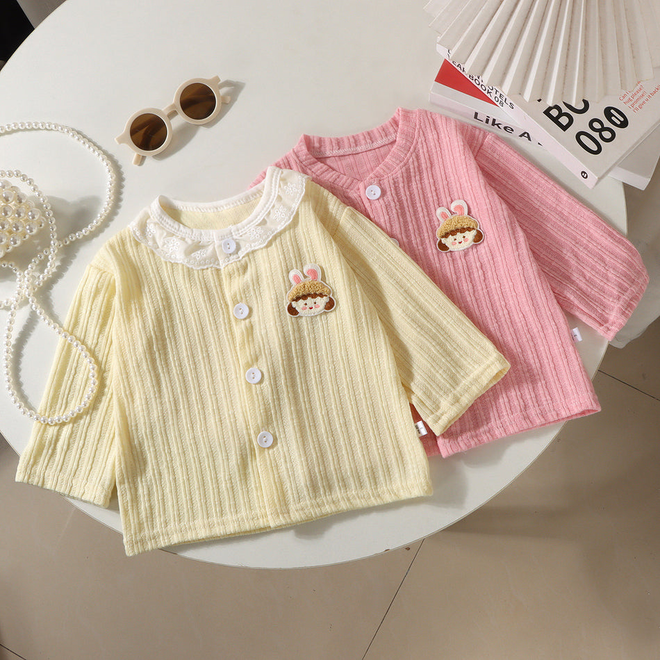 Girls Cartoon Knit Cardigan Long Sleeve Sweater Jacket
