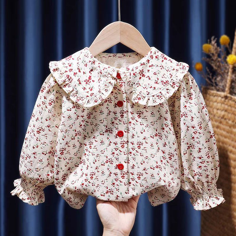 Girls Cotton Babydoll Shirt Korean Style Casual Top