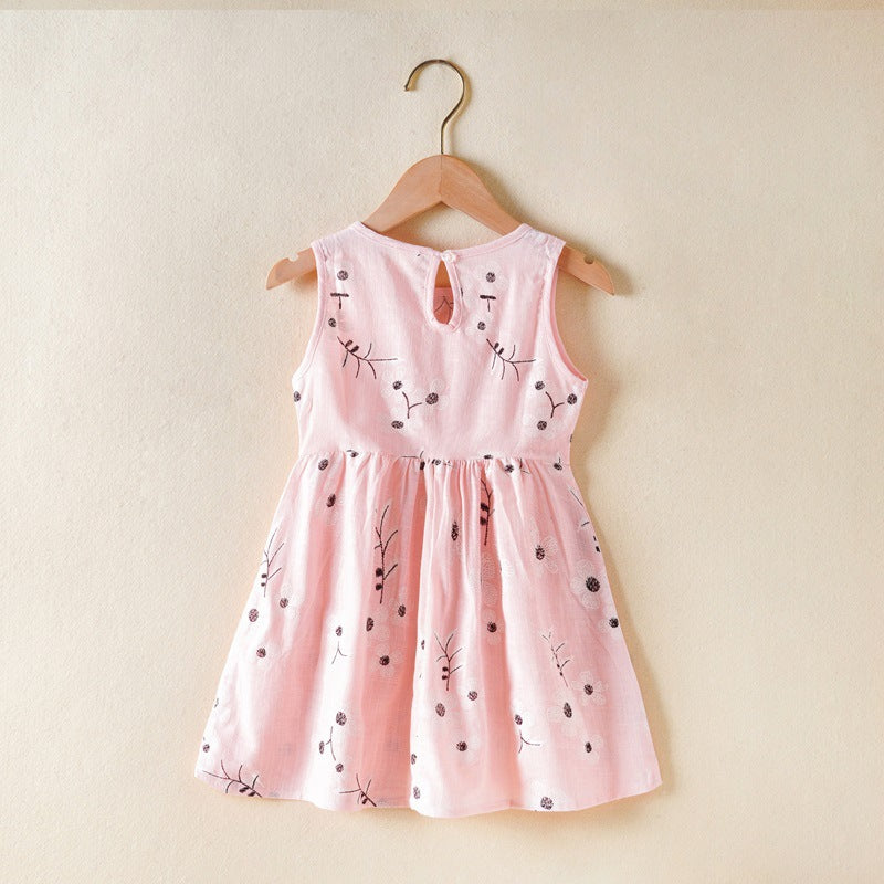 Baby Girls Printed Sleeveless Summer Princess Dress