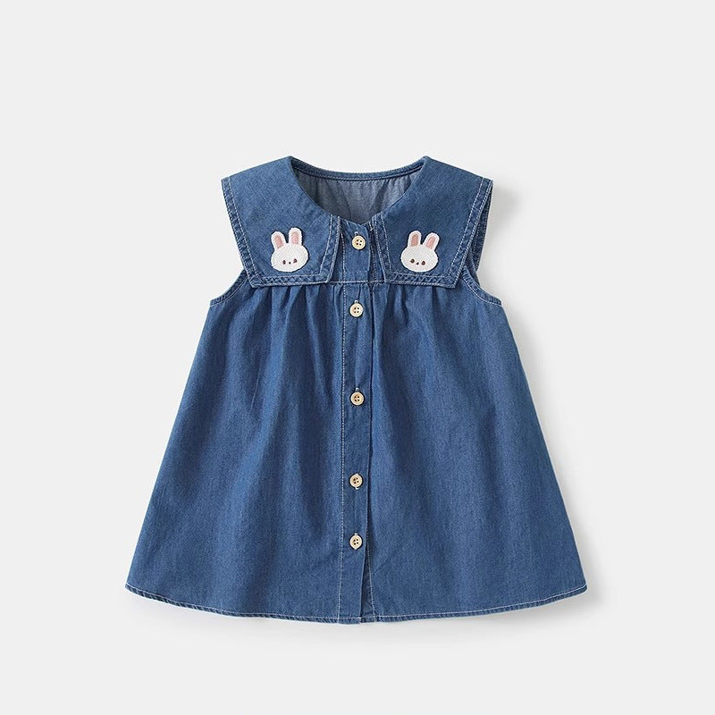 Girls Denim Sleeveless Princess Dress Summer Outfit