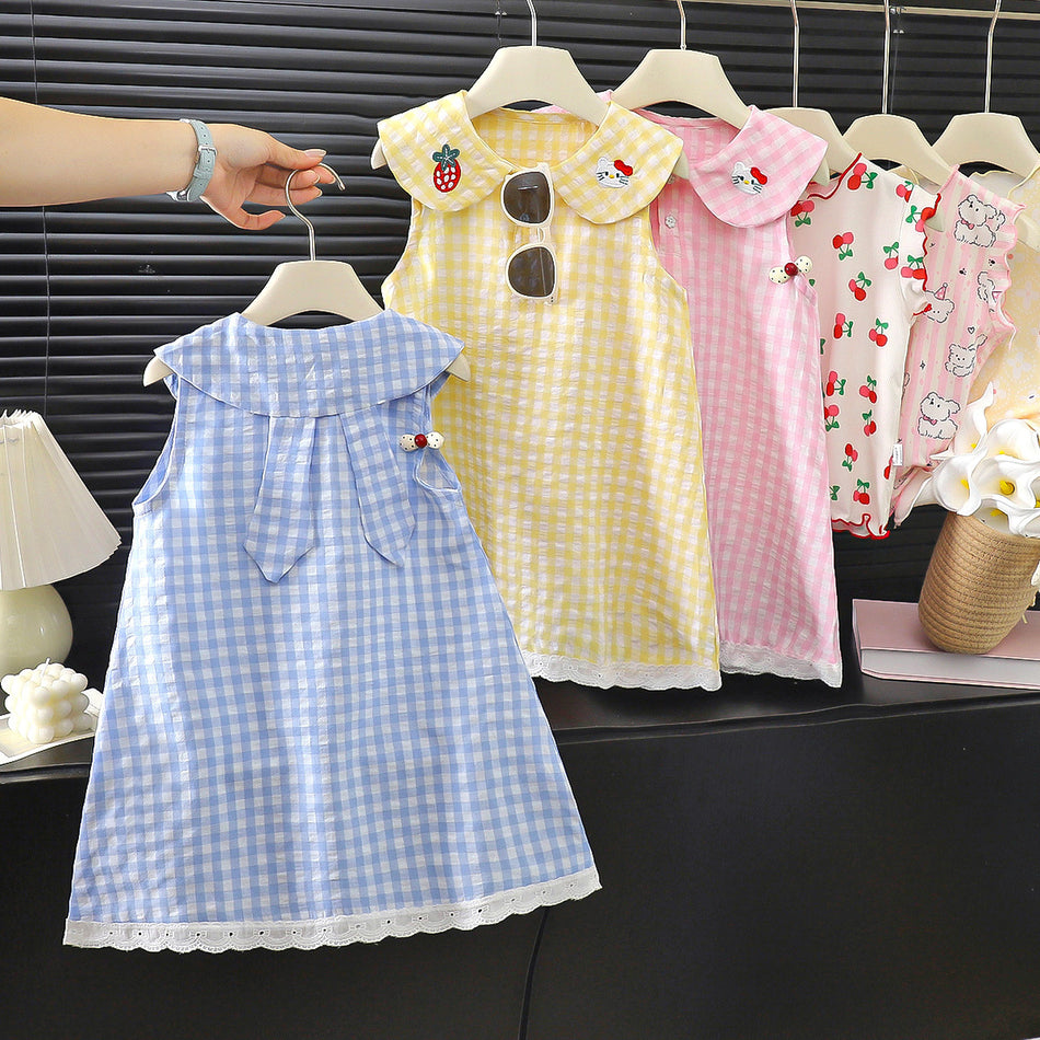 Girls Doll Collar Sleeveless Princess Summer Dress
