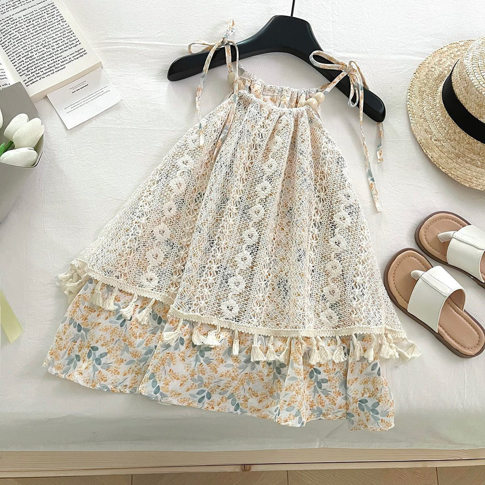 Girls Floral A-Line Strap Summer Princess Dress