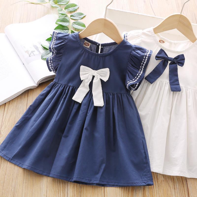 Girls Embroidered Short Sleeve A-Line Summer Dress