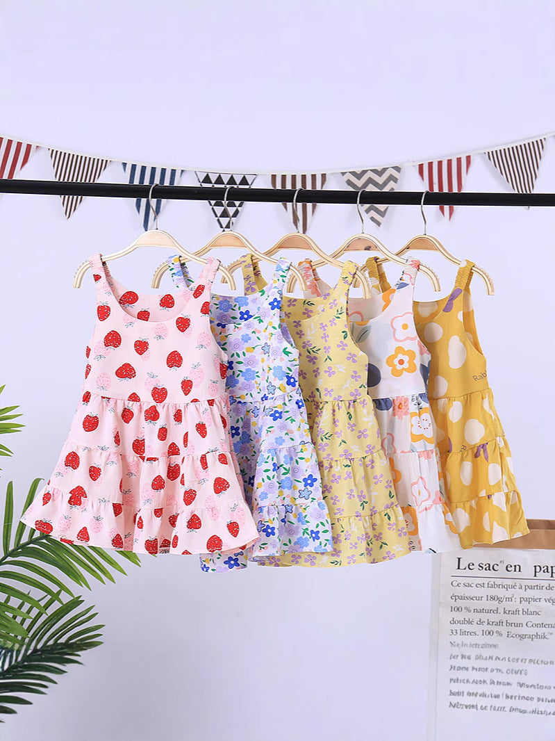 Girls Floral Cotton Blend Summer Princess Dress