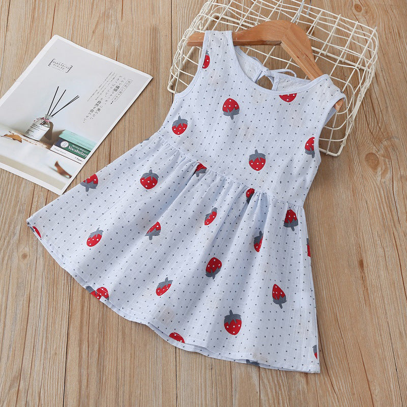 Girls Floral Sleeveless Princess Summer Dress