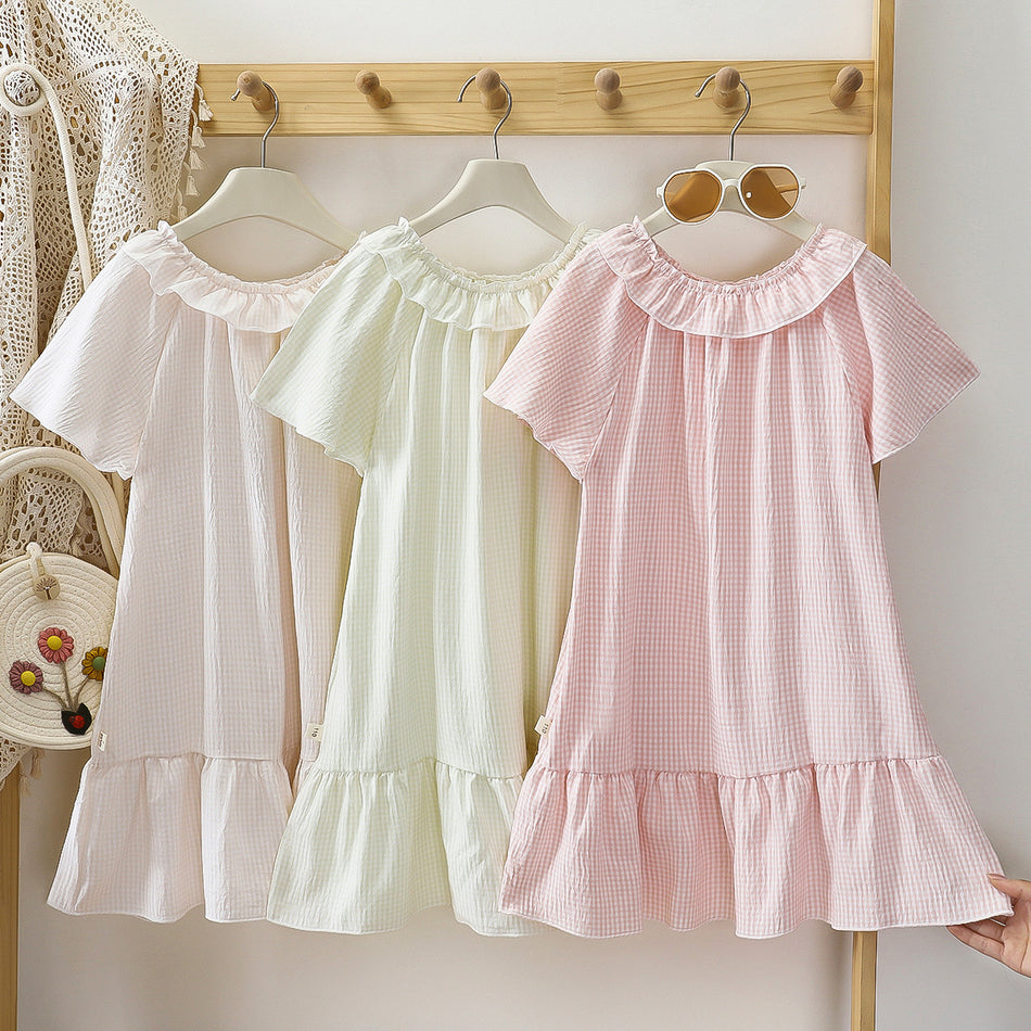 Women's Lace Ruffle Short Sleeve Nightgown