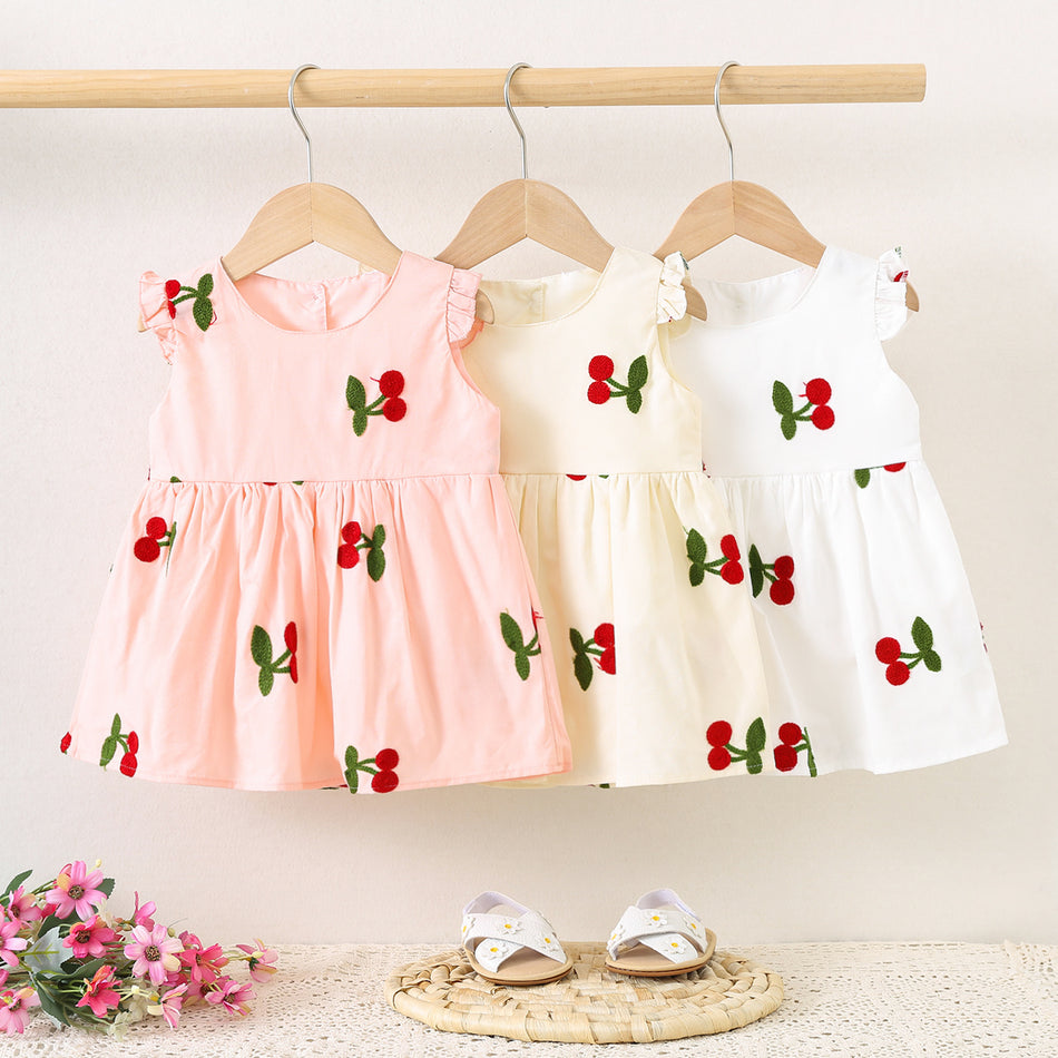 Baby Girls Strawberry Embroidered Cotton Summer Dress